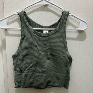 Mahina Ribbed Sage Green Crop Top